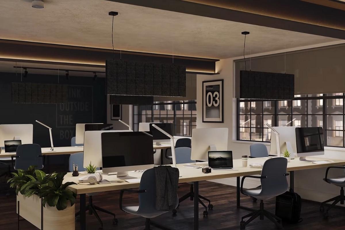 Savremena kancelarija sa kombinacijom prirodnog i veštačkog osvetljenja za efikasan rad